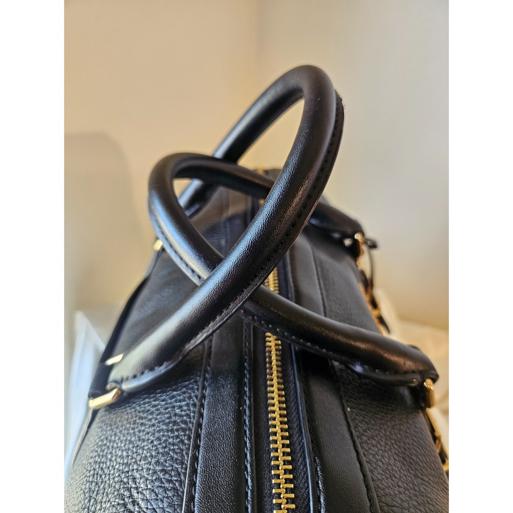 Michael Kors Medium Bedford Black/Gold Pebbled Leather Duffle Satchel Crossbody - Picture 10 of 16